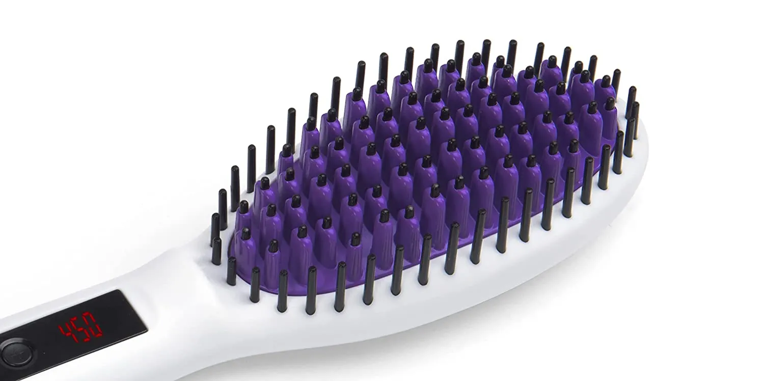 InStyler Straight Up Ceramic Straightening Brush - Detangling Hair Brush Straightener with Powerful Ceramic Heated Plates for Smooth, Frizz-Free Hair - For Thick, Curly & Wavy Hair Types