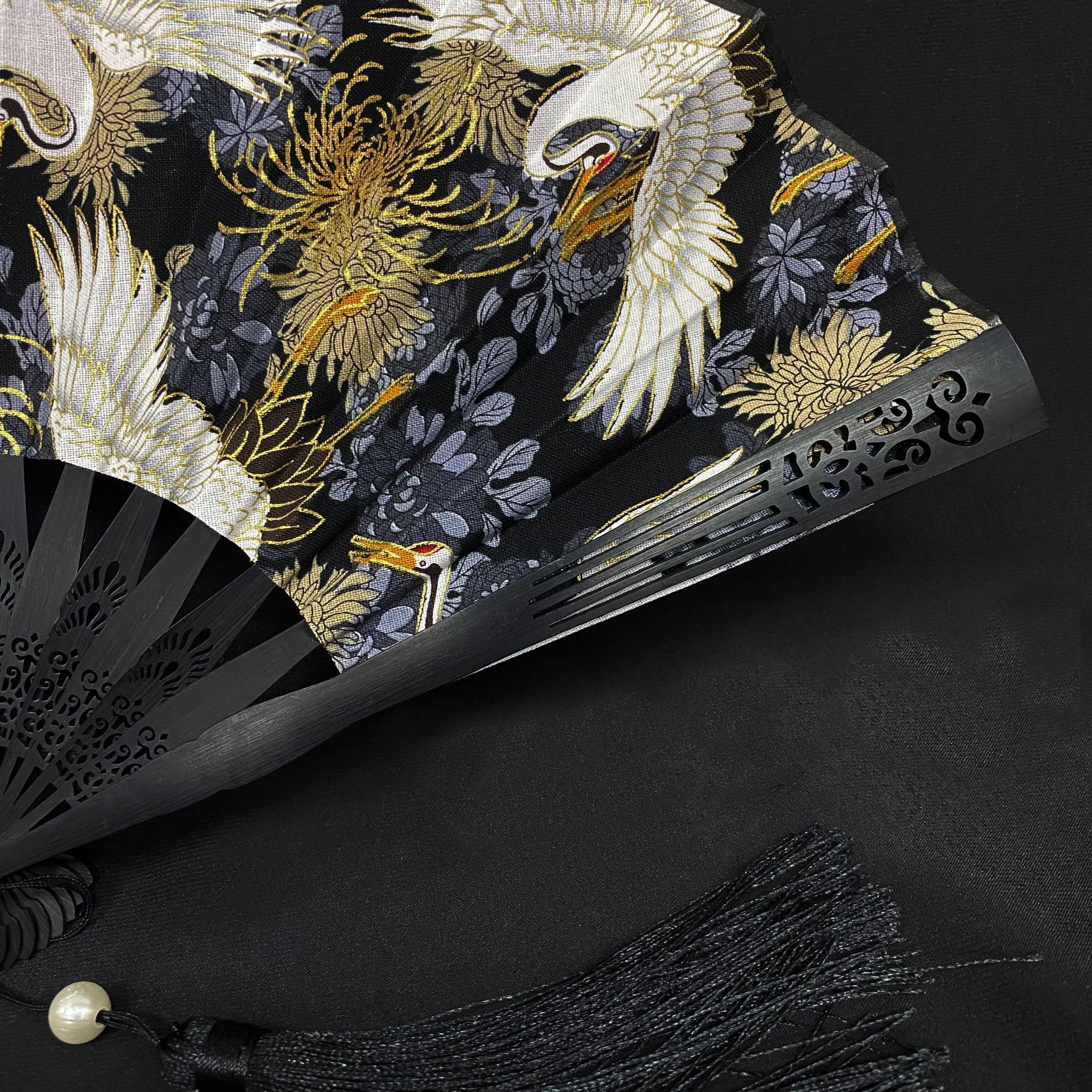 Japanese Folding Fan 【Flying Cranes】