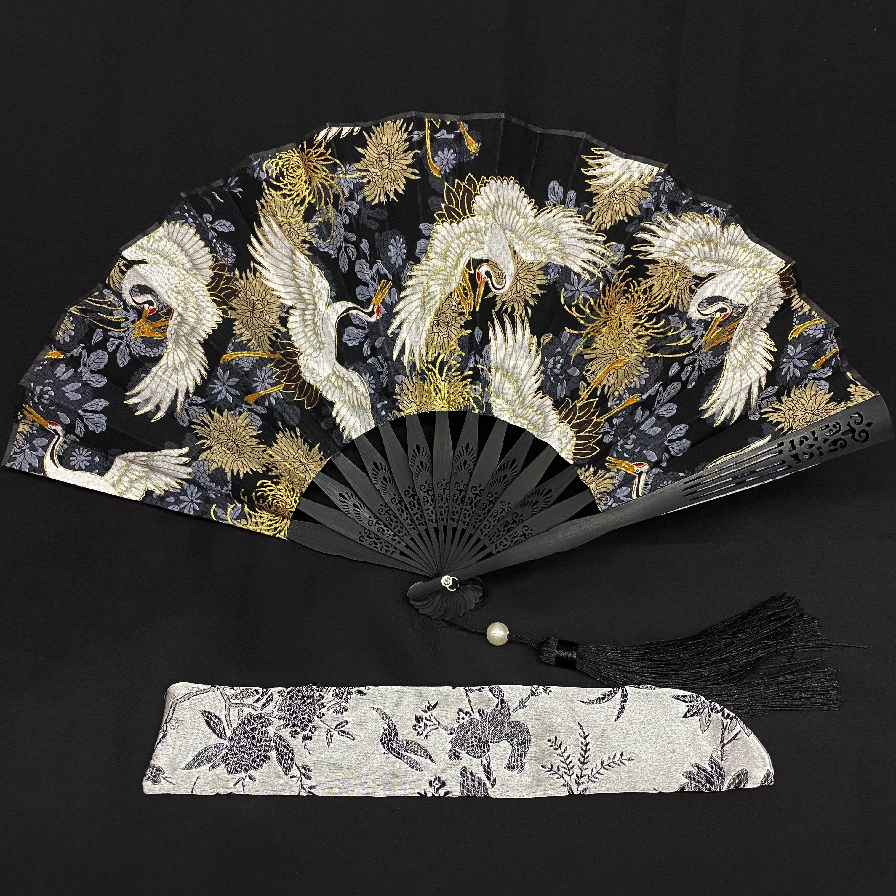 Japanese Folding Fan 【Flying Cranes】