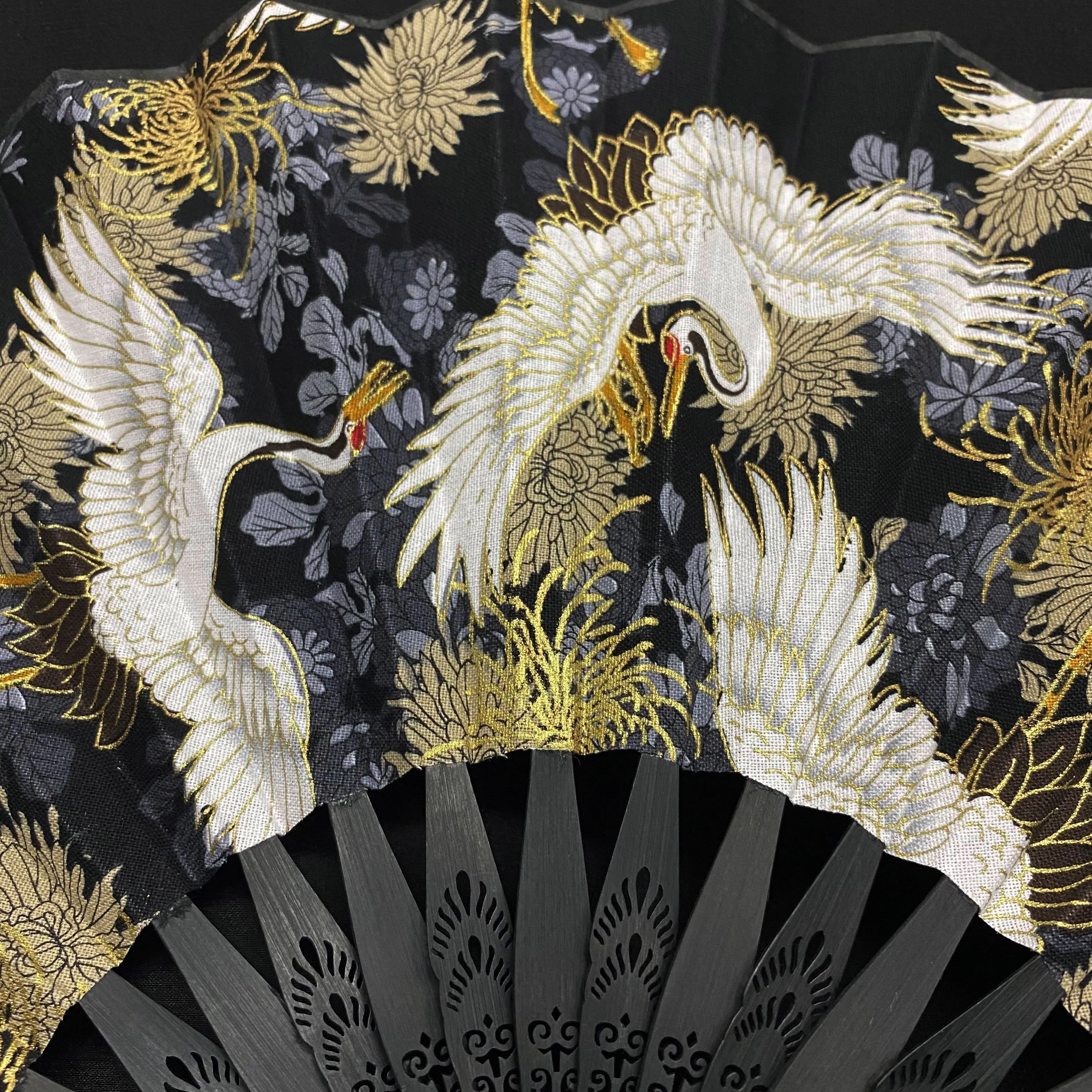 Japanese Folding Fan 【Flying Cranes】