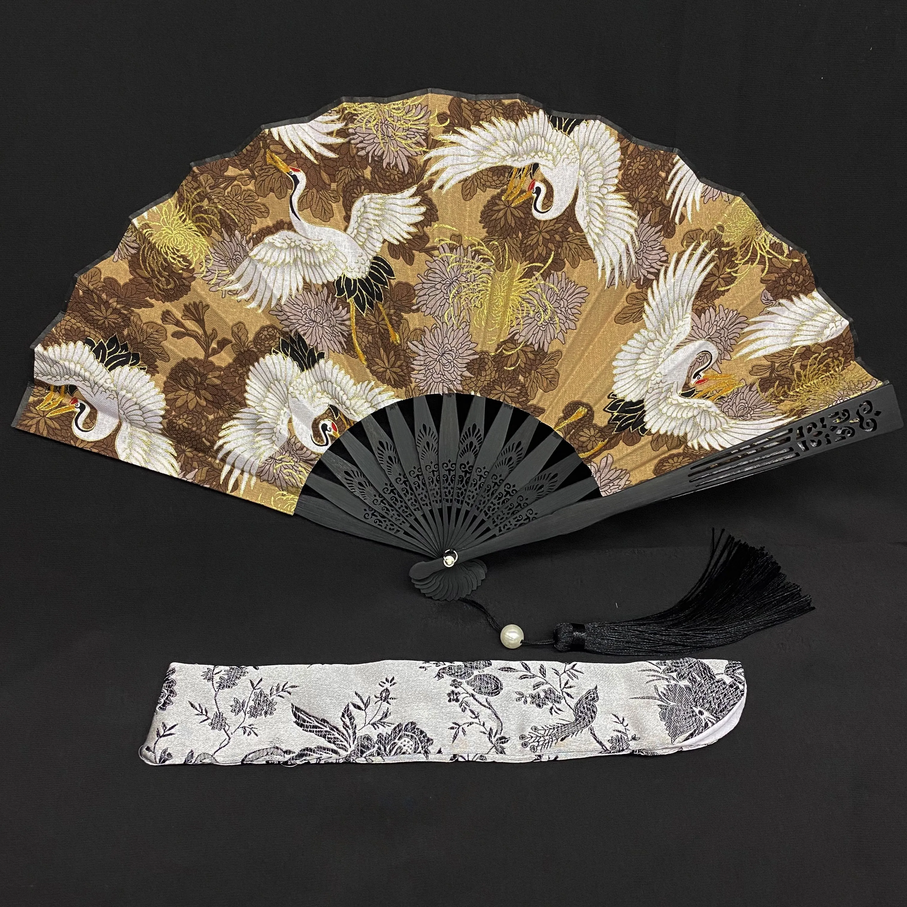 Japanese Folding Fan 【Flying Cranes】