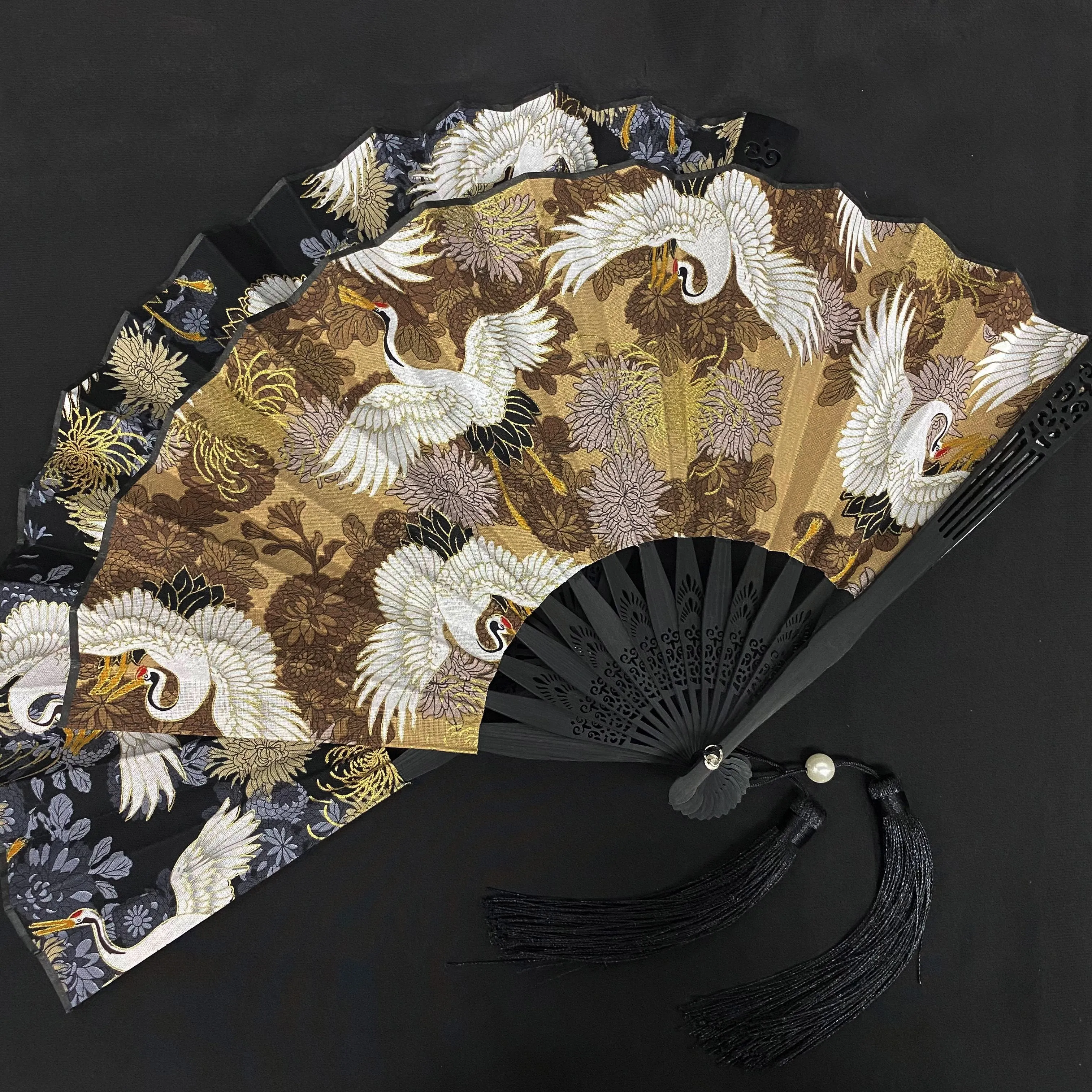 Japanese Folding Fan 【Flying Cranes】