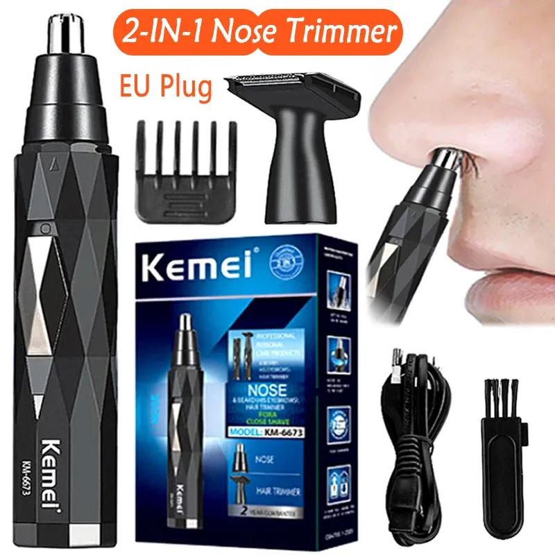 Kemei 2in1 Rechargeable Trimmer-Nose, Hair, & Beard