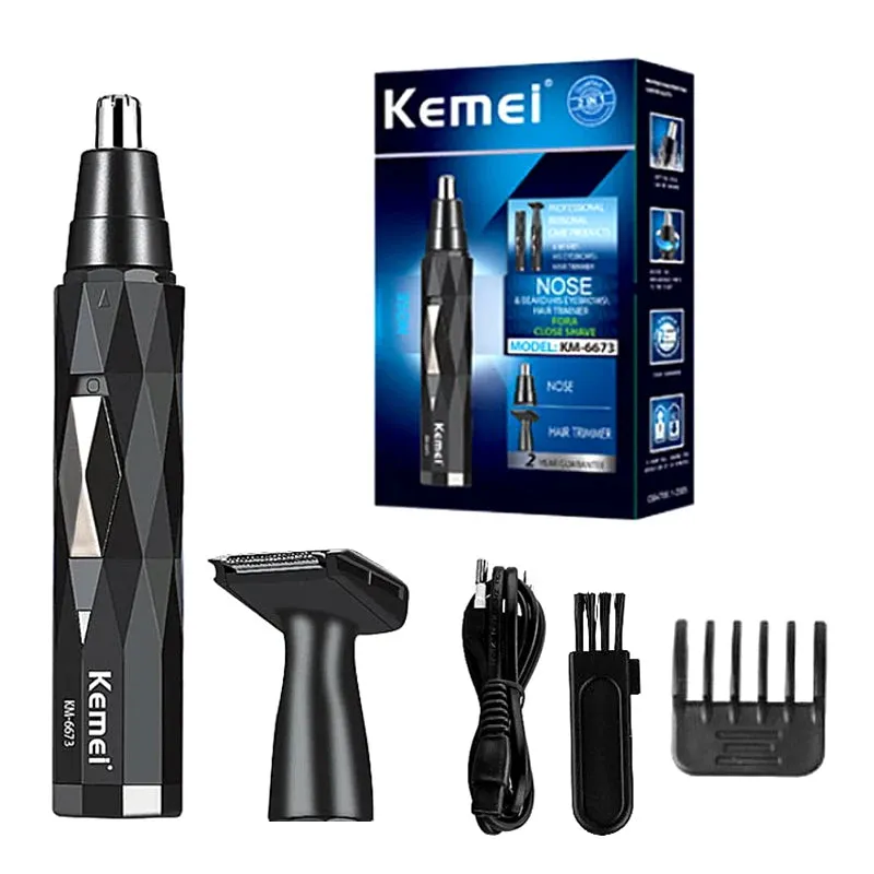 Kemei 2in1 Rechargeable Trimmer-Nose, Hair, & Beard