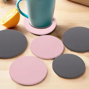 Kuber Industries 18 Pcs Non-Slip Tea Coaster for Hot Pots - Round Tea Cup & Water Glass Cover Top Lid for Teapoy & Dining Table - Grey & Pink