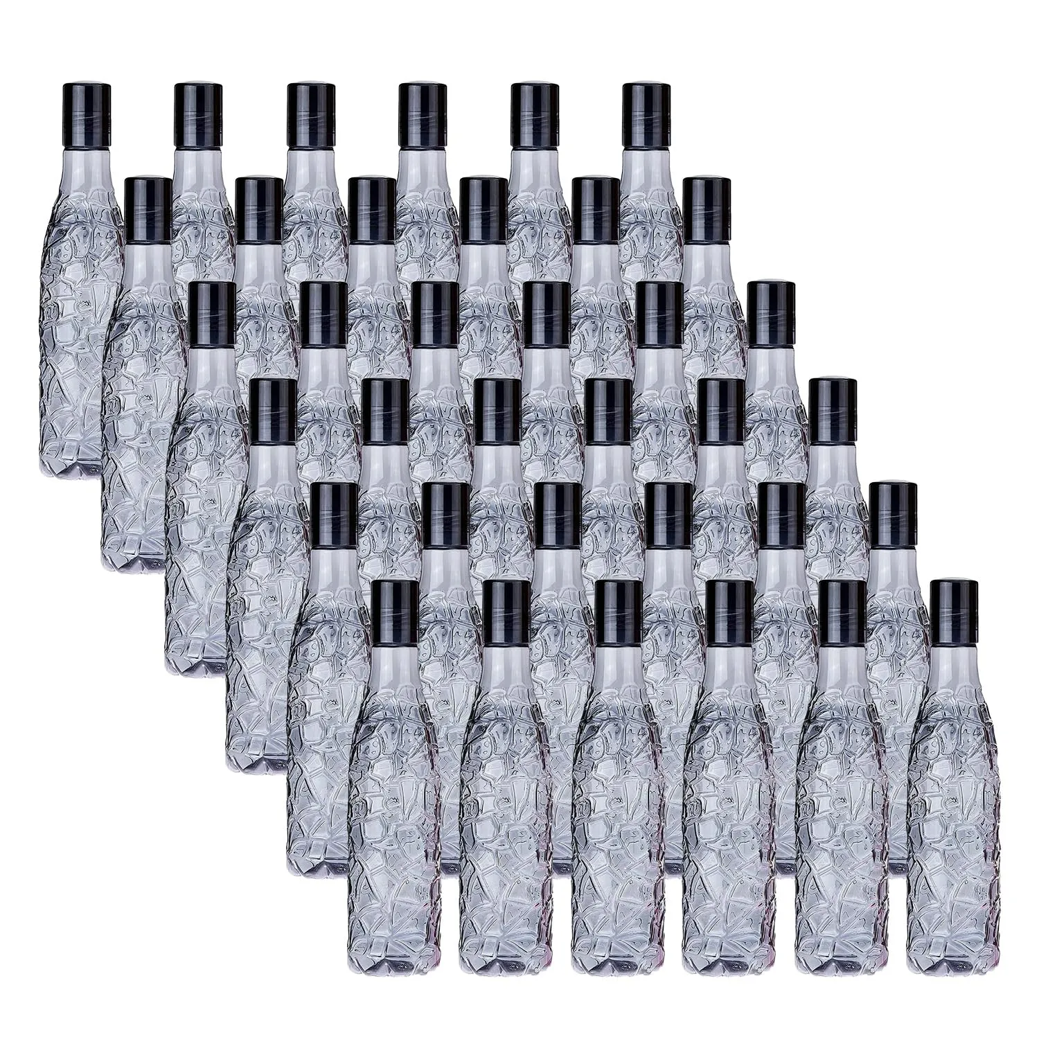 Kuber Industries BPA-Free Plastic Water Bottle|Leak Proof, Firm Grip, 100% Food Grade Plastic Bottles|For Home, Office, & Gym|Unbreakable, Freezer Proof, Fridge Water Bottle|Set Of 6|Black (Pack Of 6)