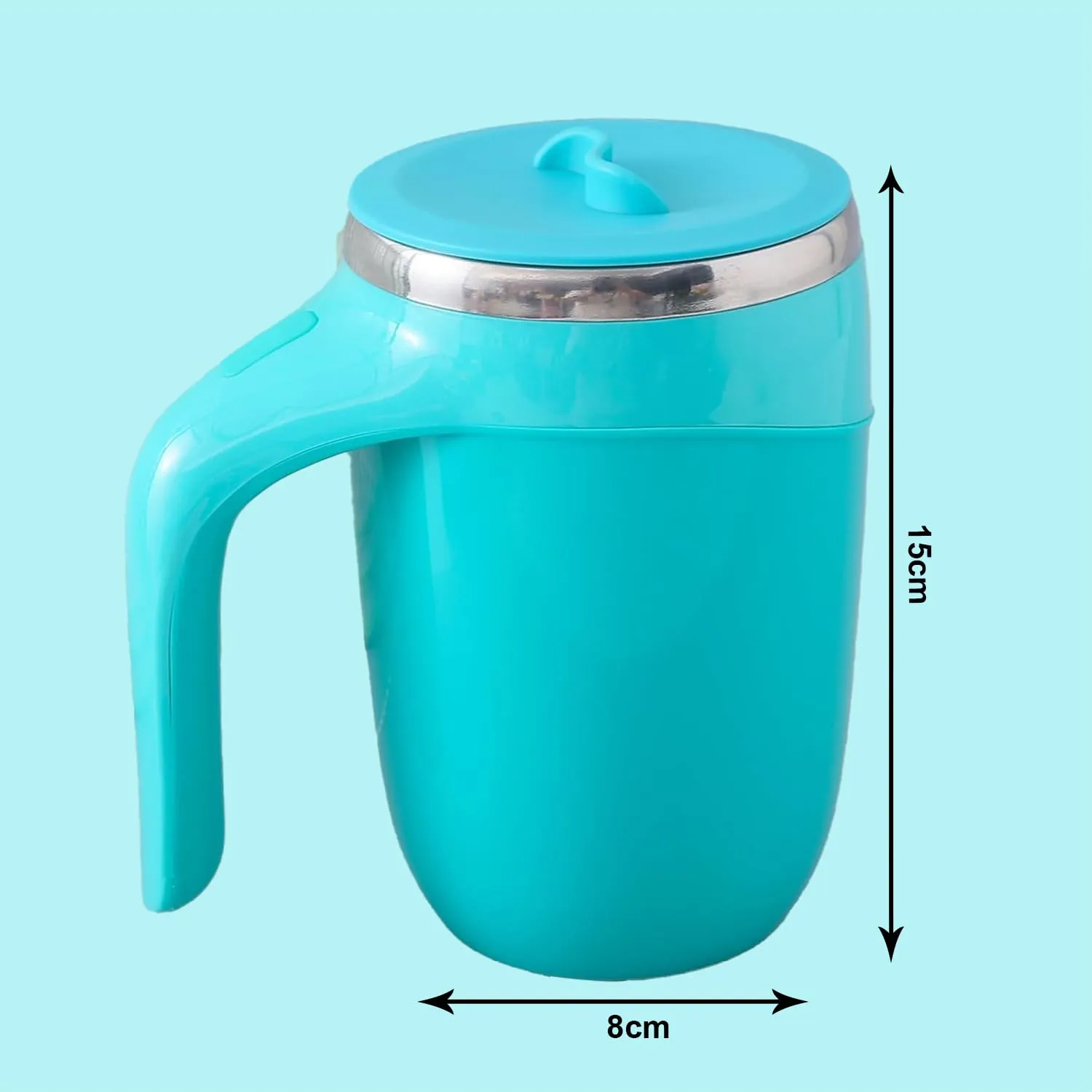 Kuber Industries Pack of 6 Anti-Fall Insulated Coffee Mug with Suction Bottom | Leak-Proof Stainless Steel Tumbler | Coffee Mug with Lid and Handle | 500 ML | Blue