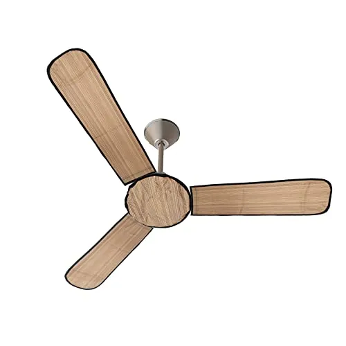 Kuber Industries PVC Wooden Design Dust Proof Three Blade Ceiling Fan Cover (Light Brown) 54KM4011