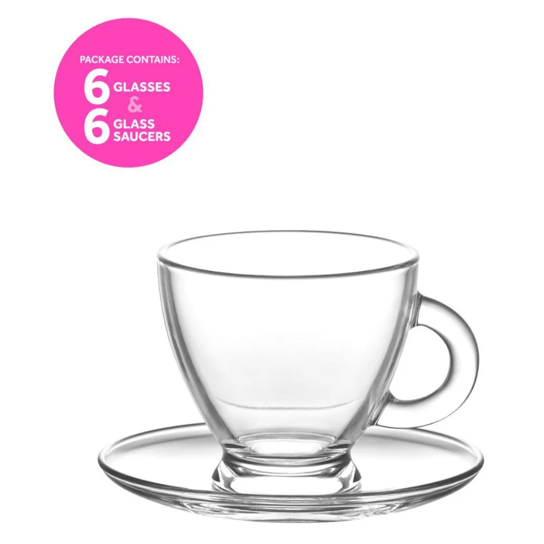 LAV Roma 225ml Glass Cup & Saucer Set 12pc SGN1860