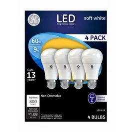 LED Light Bulbs, Soft White, 800 Lumens, 9-Watts, 4-Pk.