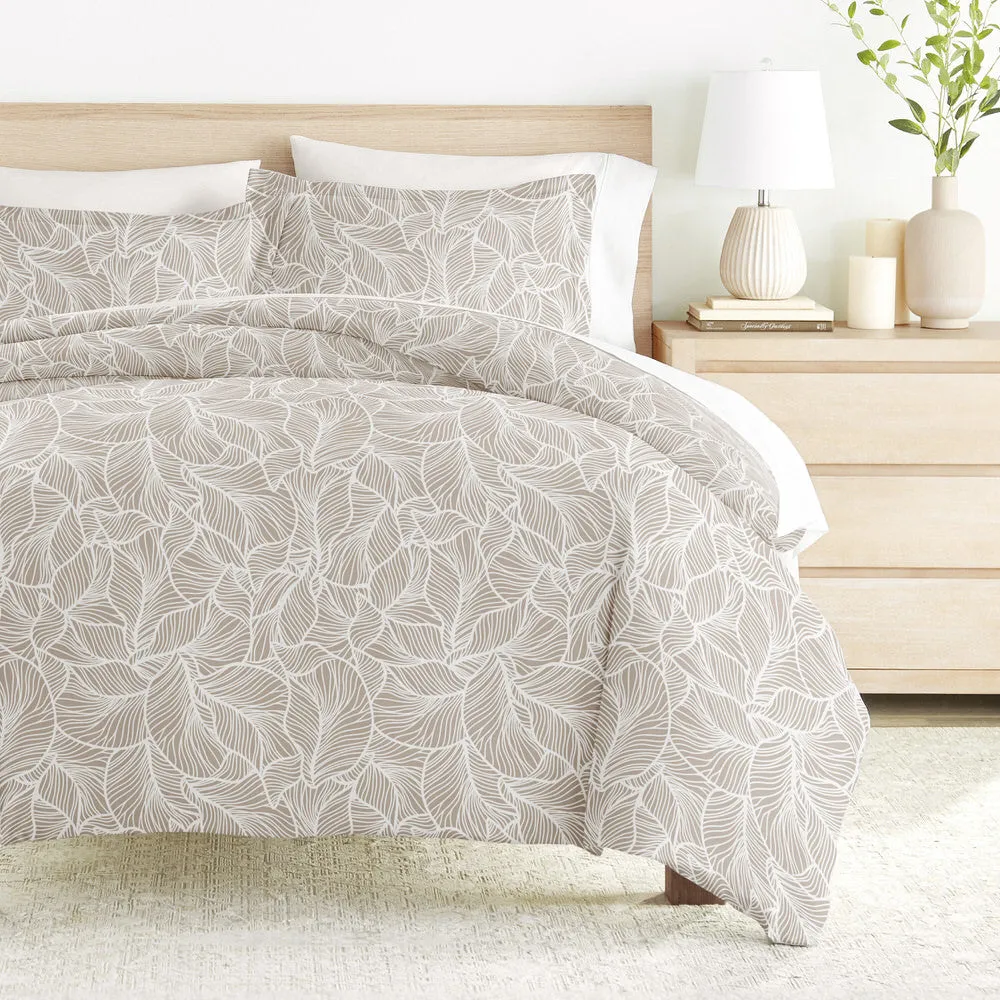 Linear Leaves Pattern 3-Piece Duvet Cover Set