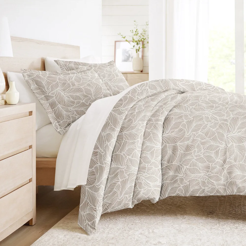 Linear Leaves Pattern 3-Piece Duvet Cover Set