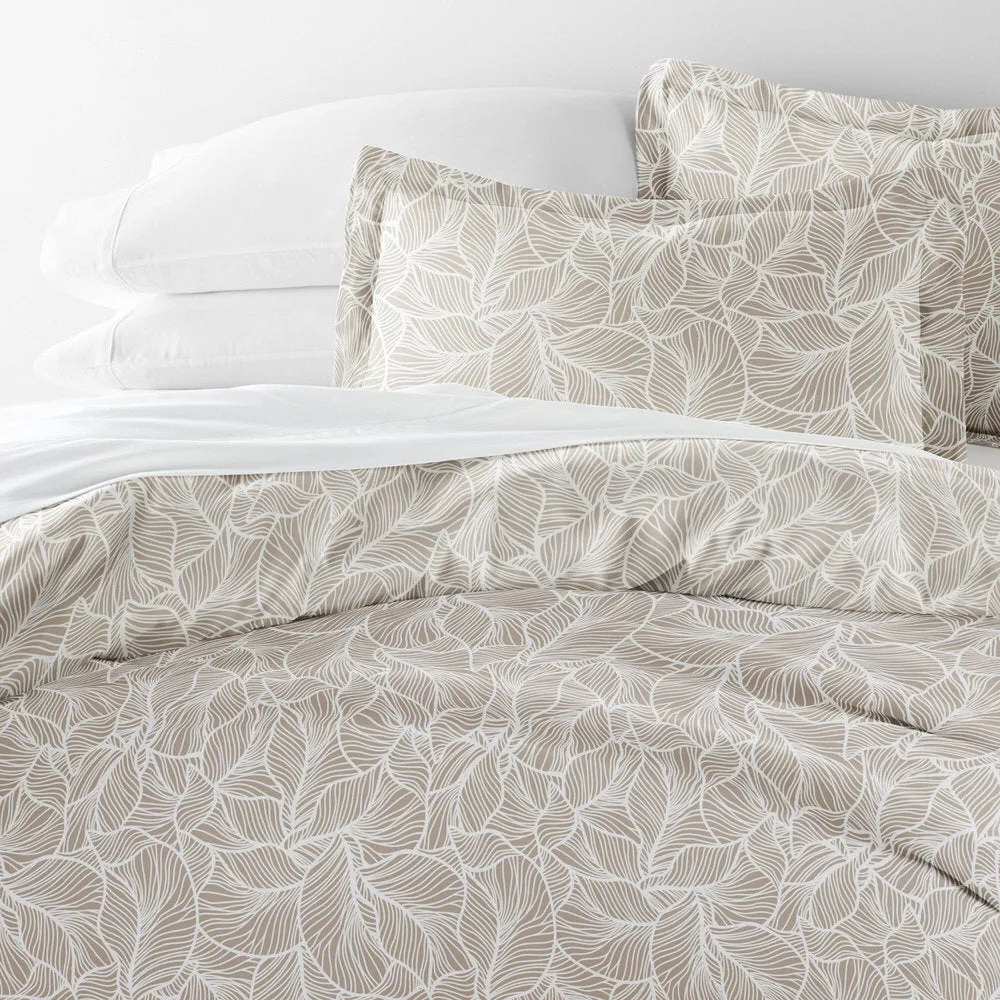 Linear Leaves Pattern 3-Piece Duvet Cover Set