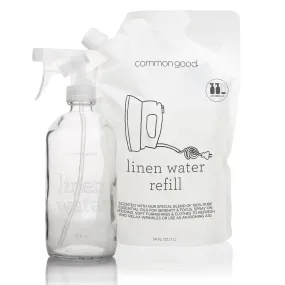 Linen Water Refill Pouch and Glass Bottle Set