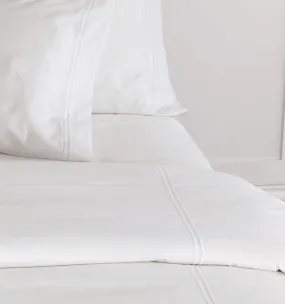 Loretto White Embroidered Percale Duvet Cover