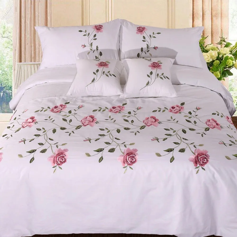 Luxury Embroidered Duvet Set-White