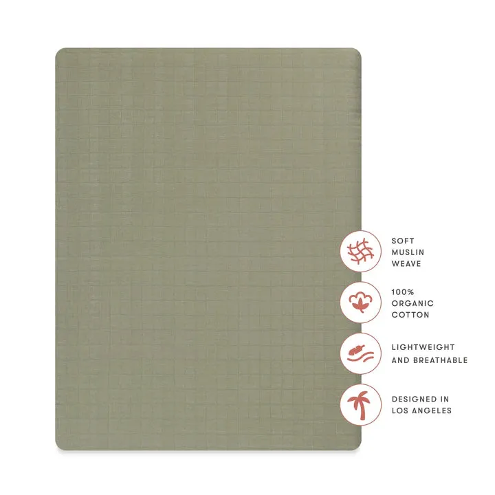 Matcha Organic Muslin Midi Crib Sheet