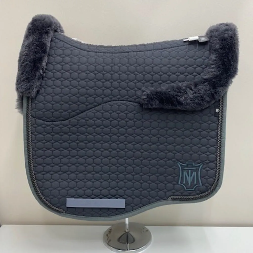 Mattes Dressage Saddle Pad Graphite Sheepskin Top and Under Seat