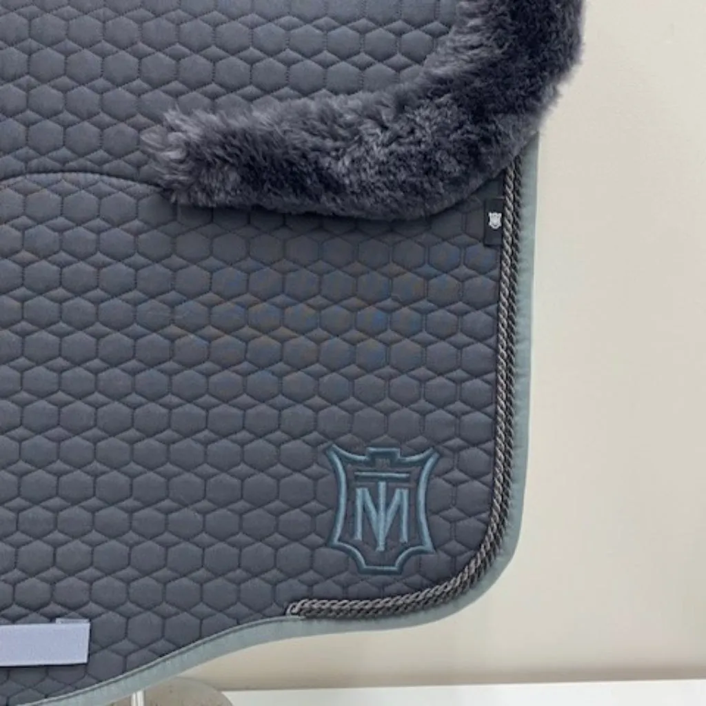 Mattes Dressage Saddle Pad Graphite Sheepskin Top and Under Seat