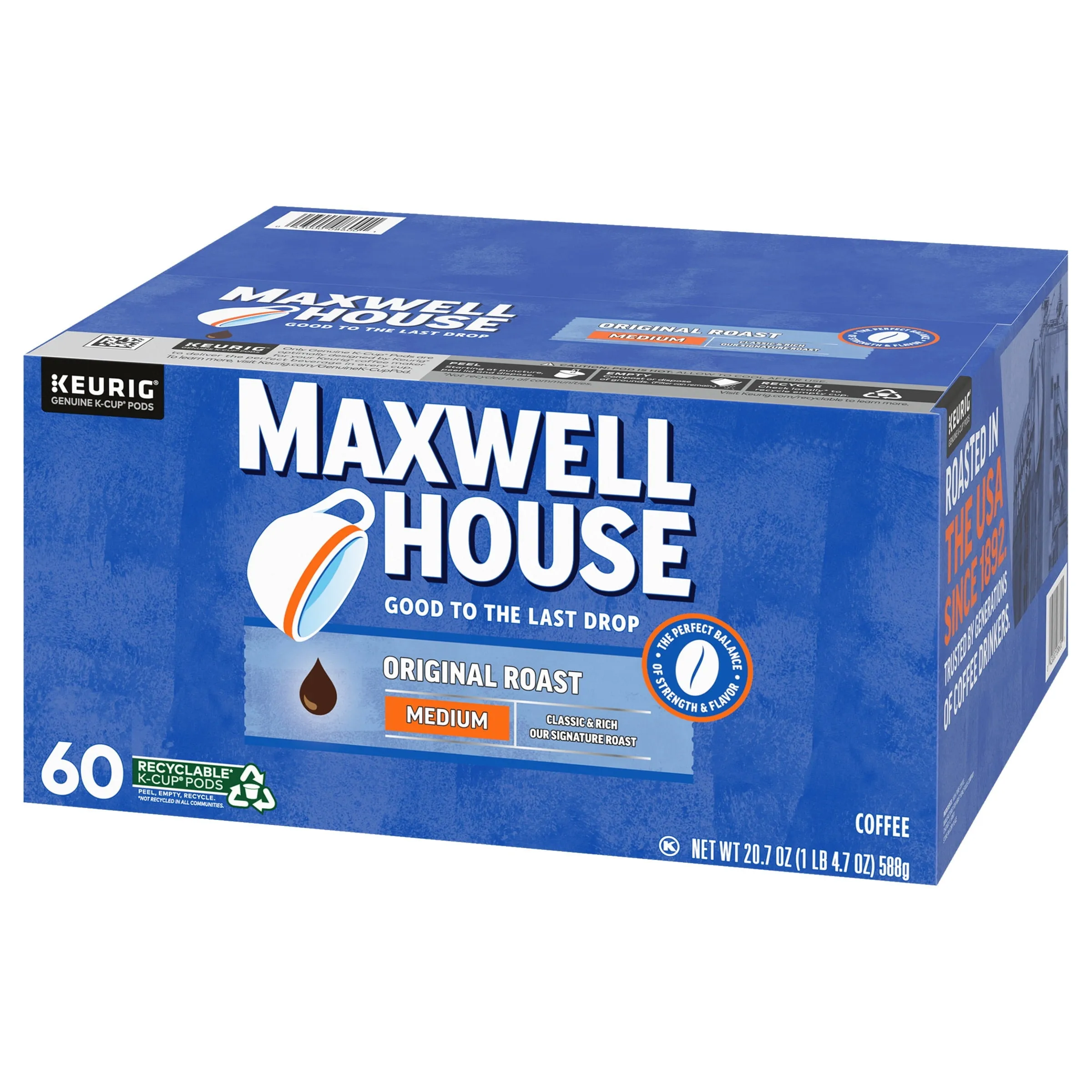 Maxwell House Original Roast Medium Roast K-Cup® Coffee Pods, 60 ct. Box