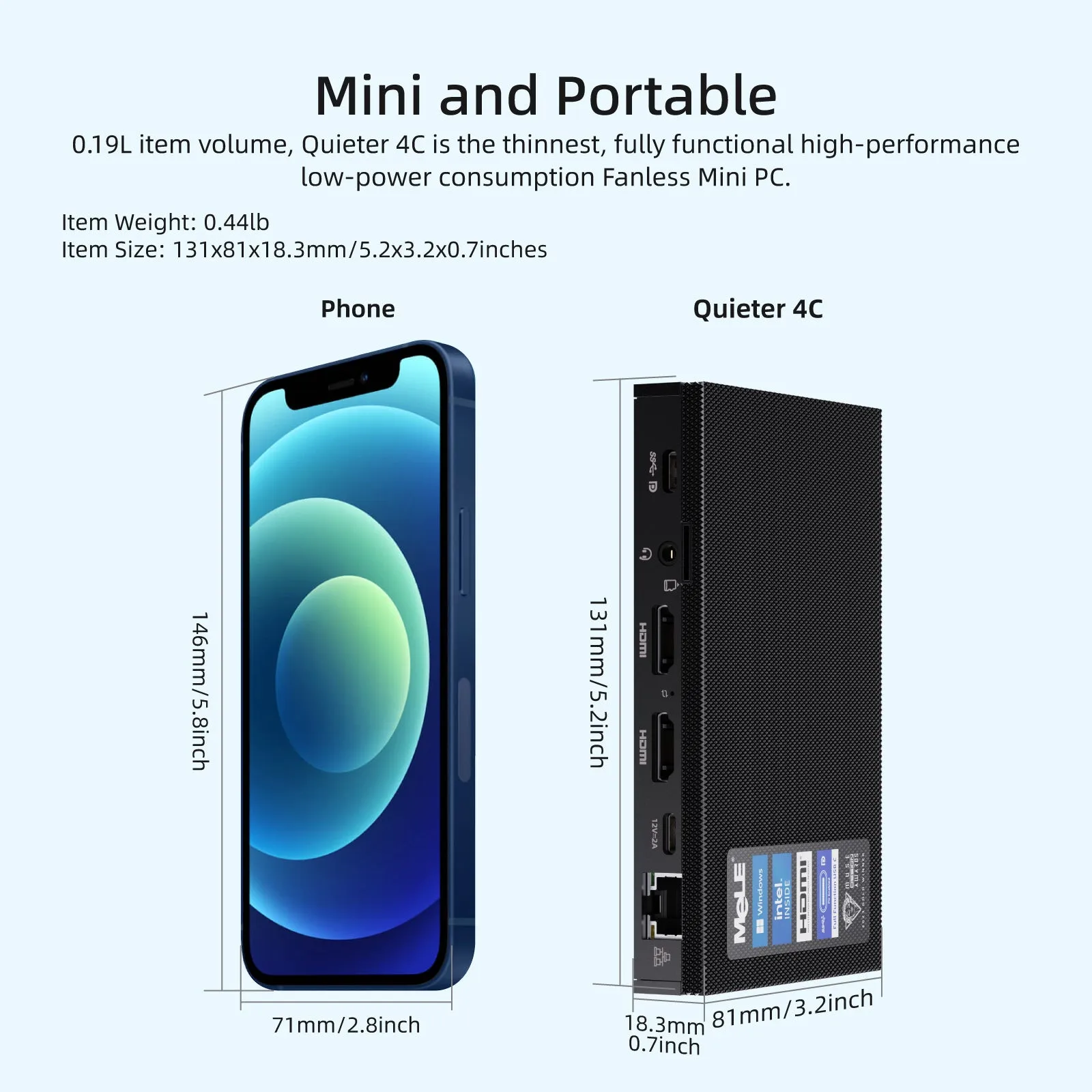 MeLE Fanless Quieter 4C Intel®  N100 Win11