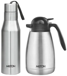 MILTON Thermosteel Carafe - Steel Plain Super 1000 Single Wall Stainless Steel Bottle, 1000 ml, Silver, 1500 ml