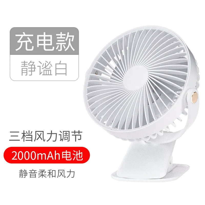 Mini fan hanging neck handheld desktop clip usb stroller can rotate the fan frame cooler