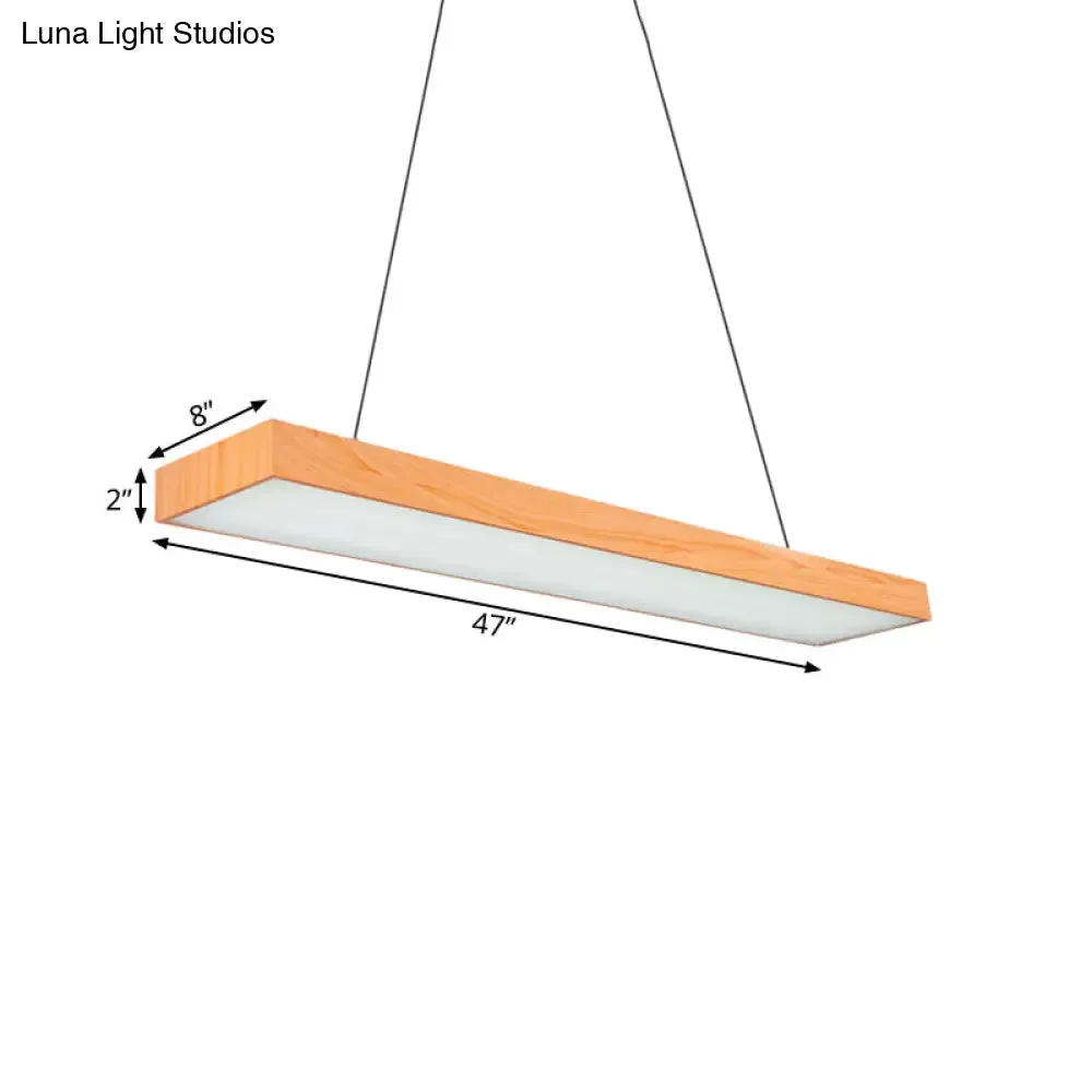 Minimal Wooden LED Pendant Lamp - 4"/8"/12" Wide - Beige - Office Ceiling Hanging Lamp