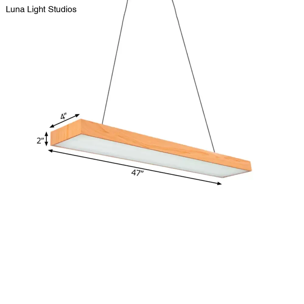 Minimal Wooden LED Pendant Lamp - 4"/8"/12" Wide - Beige - Office Ceiling Hanging Lamp