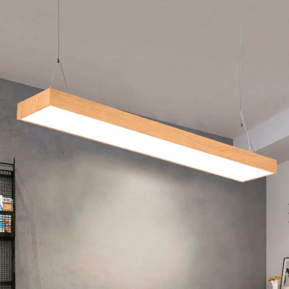 Minimal Wooden LED Pendant Lamp - 4"/8"/12" Wide - Beige - Office Ceiling Hanging Lamp