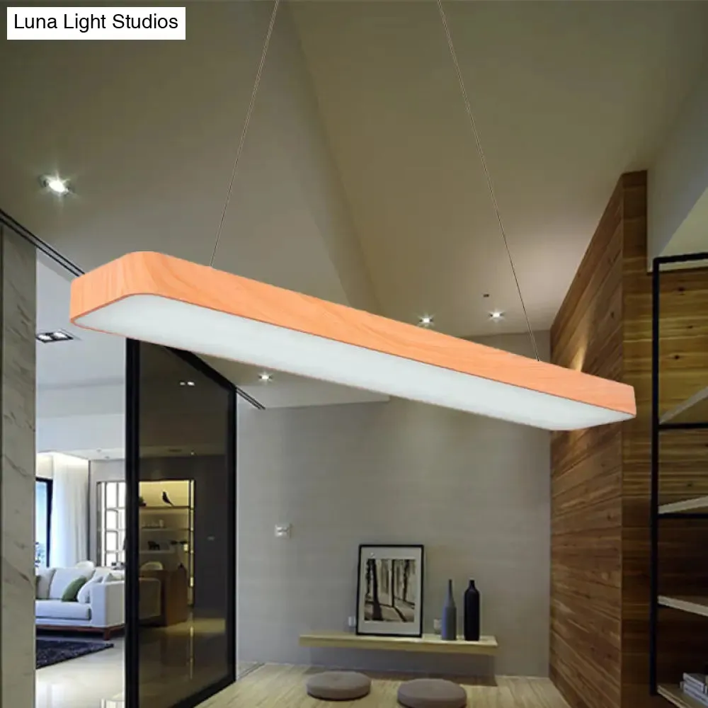 Minimal Wooden LED Pendant Lamp - 4"/8"/12" Wide - Beige - Office Ceiling Hanging Lamp