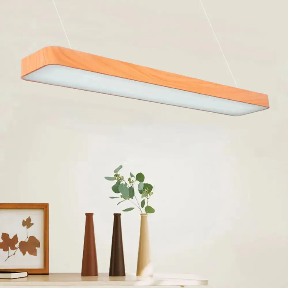 Minimal Wooden LED Pendant Lamp - 4"/8"/12" Wide - Beige - Office Ceiling Hanging Lamp