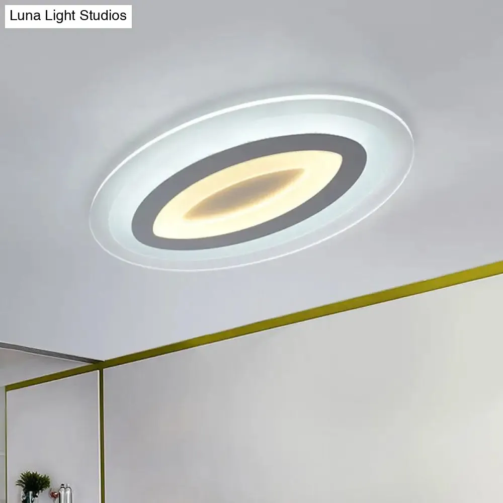 Minimalist White Oval Flush Mount LED Fixture for Living Room Lighting