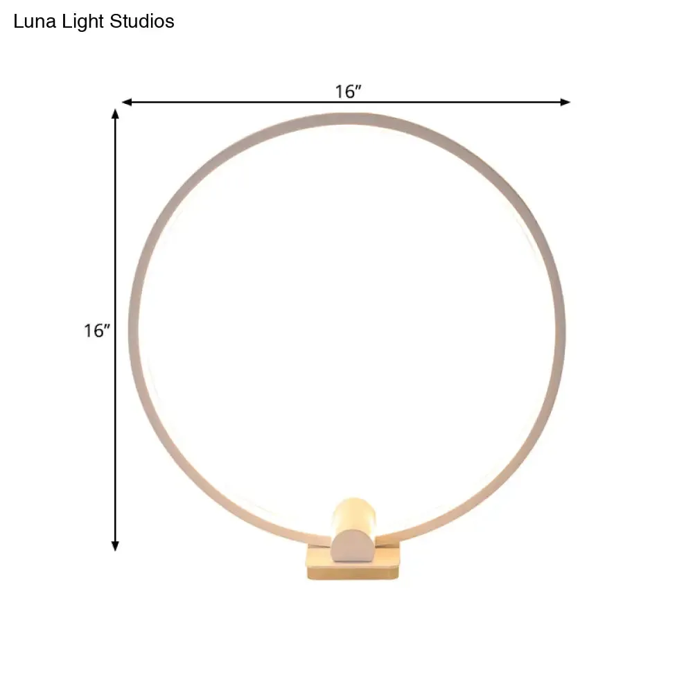 Minimalistic Annular Task Lamp: Metallic White/Coffee LED Reading Table Lighting in Warm/White Light