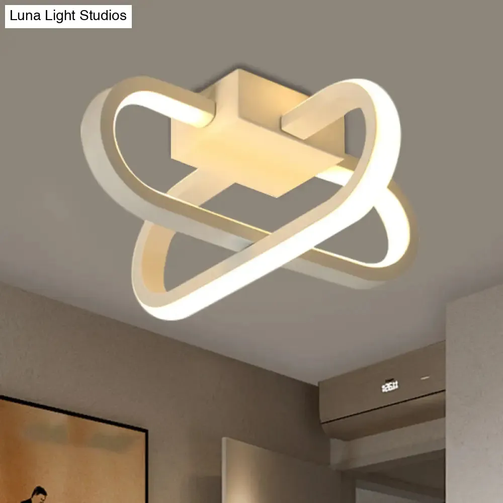 Modern Hotel LED Flush-Mount Ceiling Lamp in Black/White with Acrylic Shade - Warm/White Light