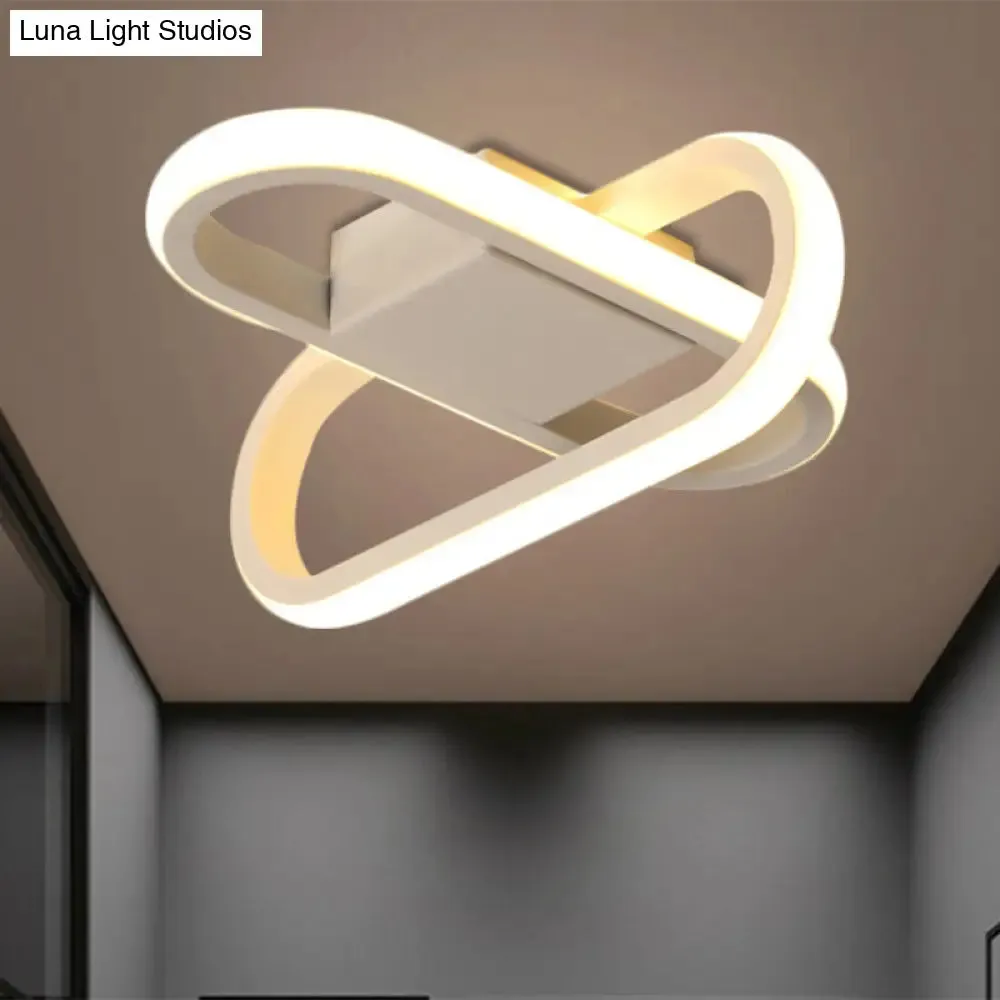 Modern Hotel LED Flush-Mount Ceiling Lamp in Black/White with Acrylic Shade - Warm/White Light