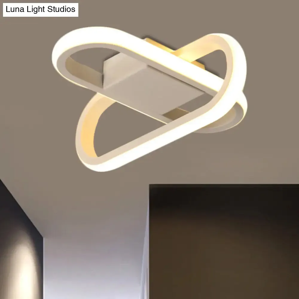 Modern Hotel LED Flush-Mount Ceiling Lamp in Black/White with Acrylic Shade - Warm/White Light