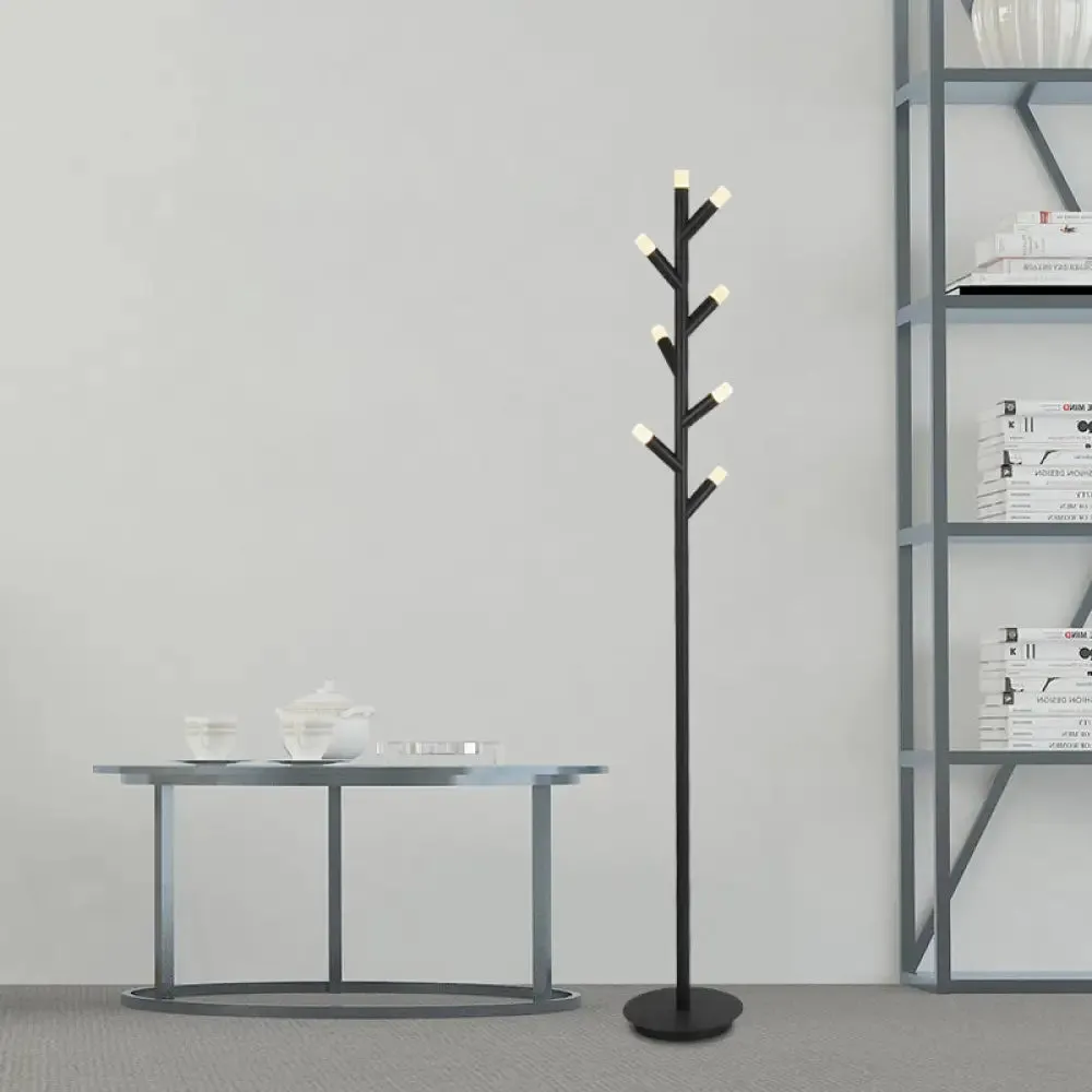 Modern Metal Tree Shape Floor Reading Lamp – Black/Coffee LED Standing Light for Study Room