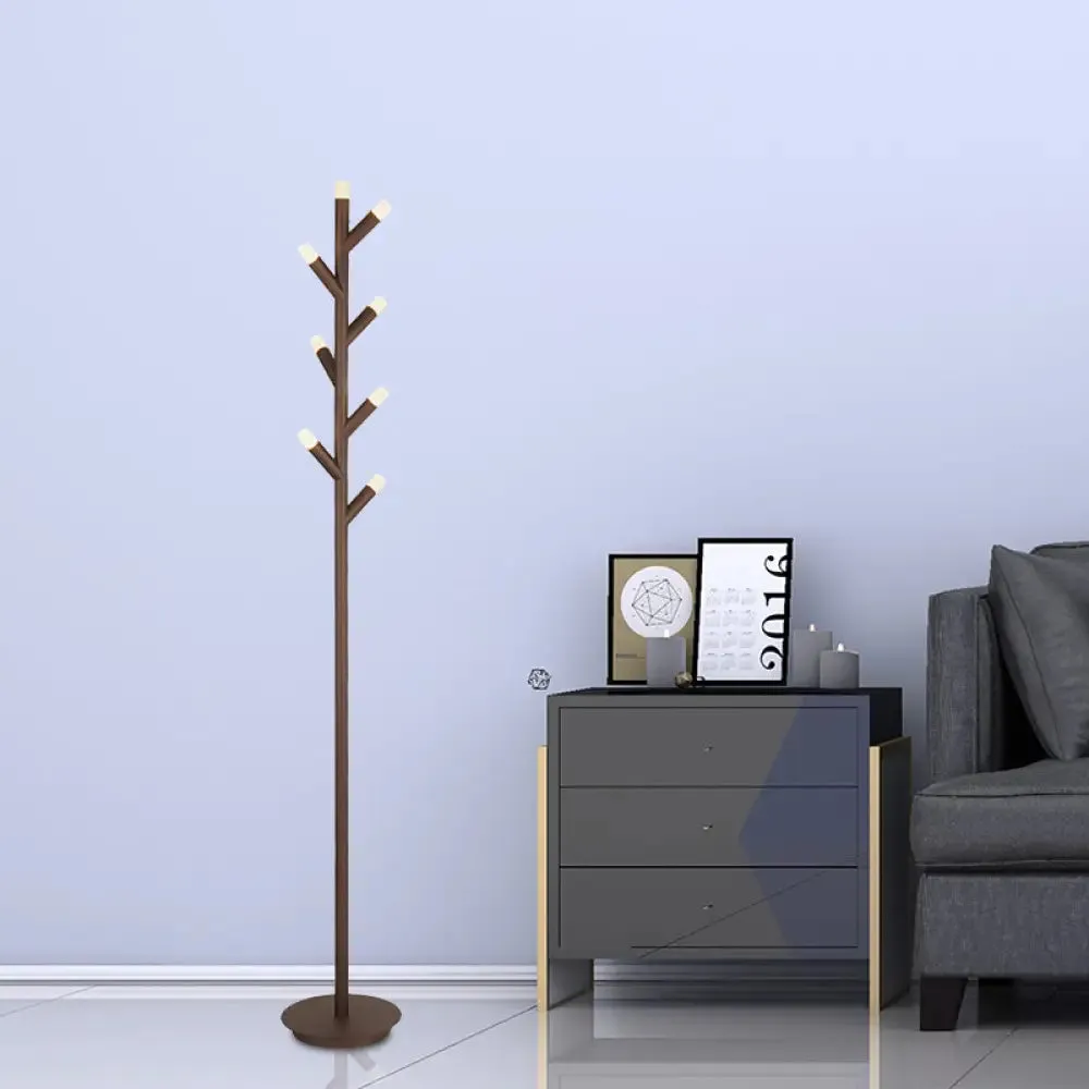 Modern Metal Tree Shape Floor Reading Lamp – Black/Coffee LED Standing Light for Study Room