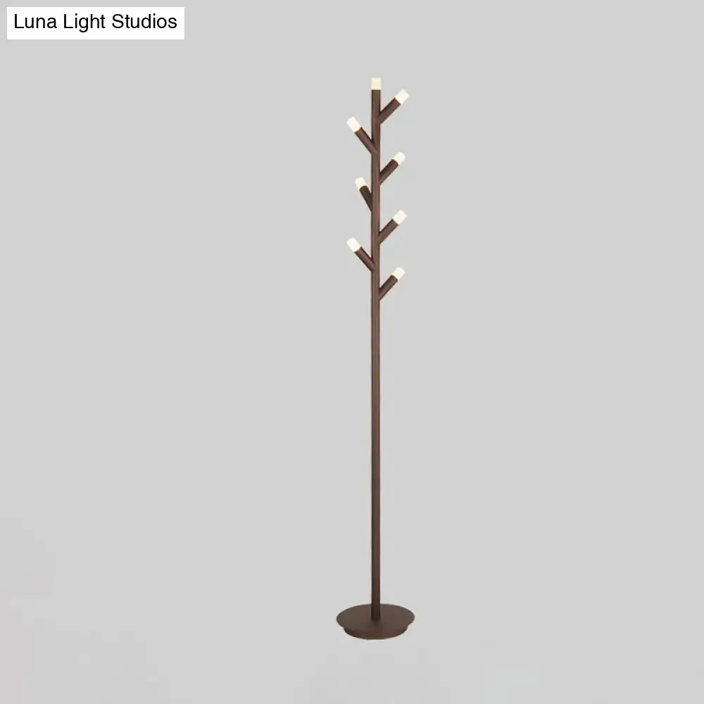 Modern Metal Tree Shape Floor Reading Lamp – Black/Coffee LED Standing Light for Study Room