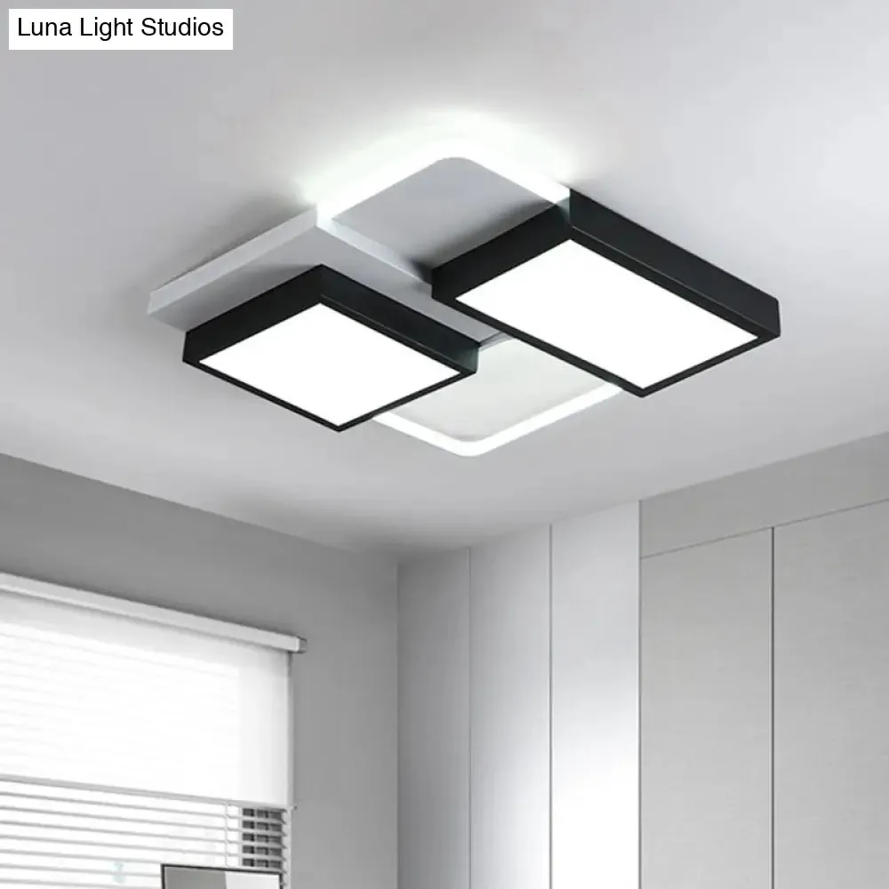 Modern Metallic Flush Mount LED Lamp: Black Close to Ceiling Lighting in Warm/White Light