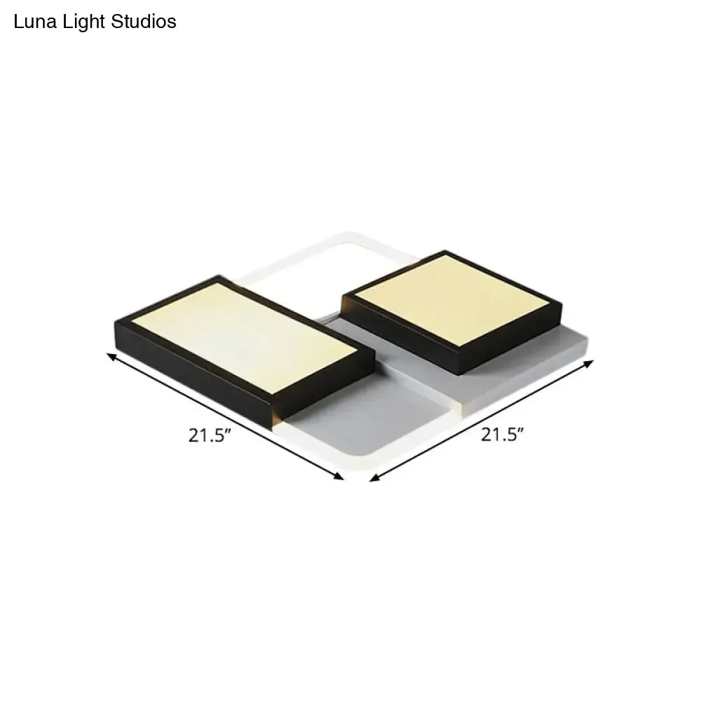 Modern Metallic Flush Mount LED Lamp: Black Close to Ceiling Lighting in Warm/White Light