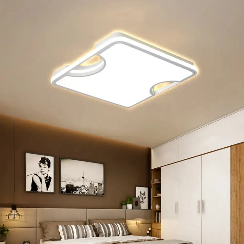 Modern Rectangular/Square Acrylic Flush Ceiling Light, LED Ceiling Lamp in Black/White, Warm/White (16"/19.5"/35.5" W)