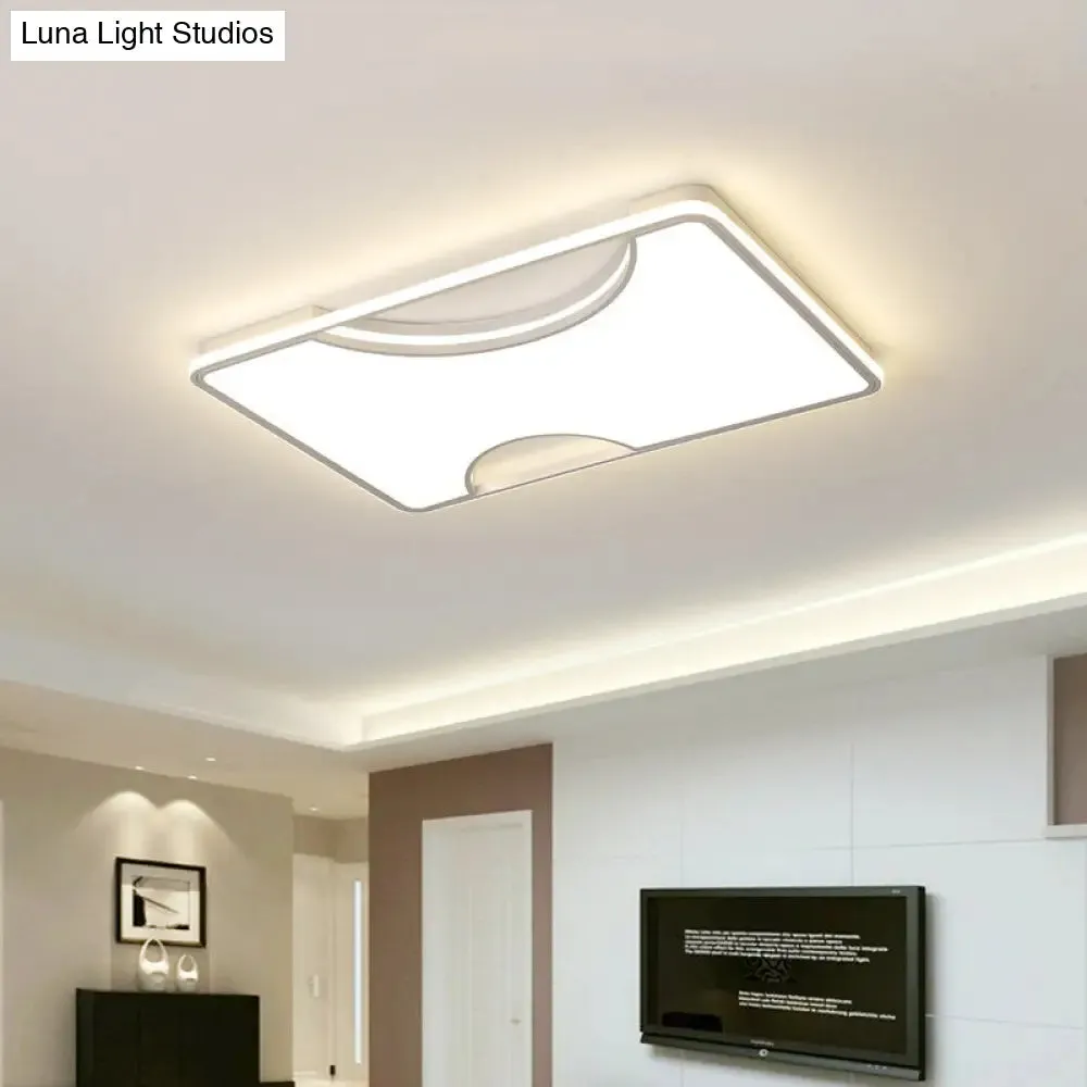 Modern Rectangular/Square Acrylic Flush Ceiling Light, LED Ceiling Lamp in Black/White, Warm/White (16"/19.5"/35.5" W)