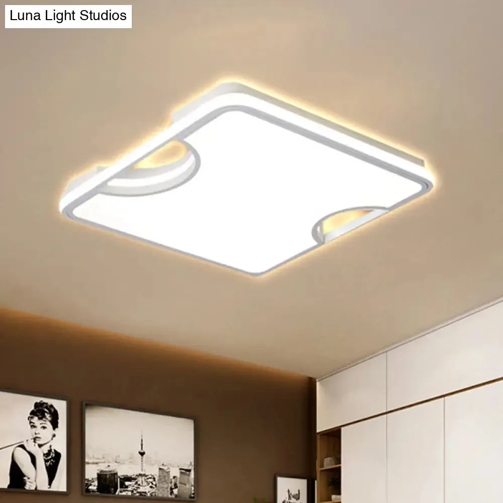 Modern Rectangular/Square Acrylic Flush Ceiling Light, LED Ceiling Lamp in Black/White, Warm/White (16"/19.5"/35.5" W)