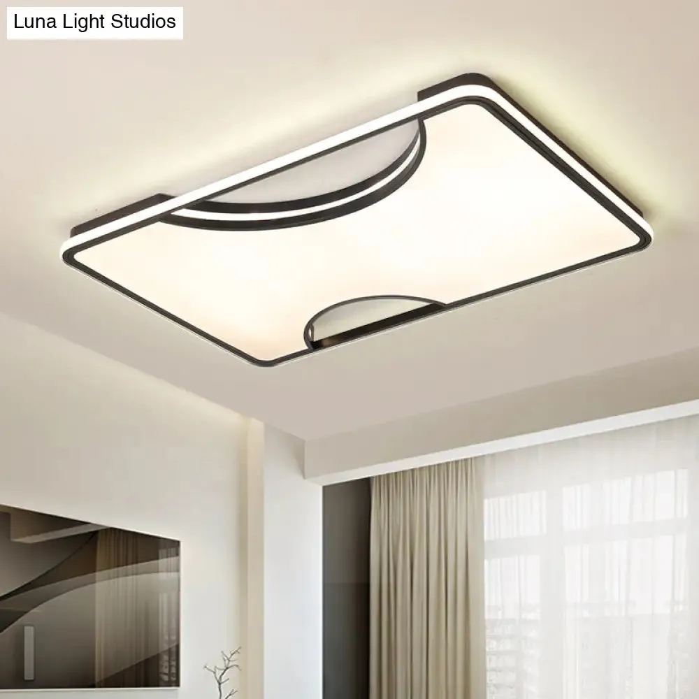 Modern Rectangular/Square Acrylic Flush Ceiling Light, LED Ceiling Lamp in Black/White, Warm/White (16"/19.5"/35.5" W)