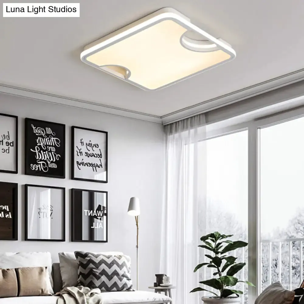 Modern Rectangular/Square Acrylic Flush Ceiling Light, LED Ceiling Lamp in Black/White, Warm/White (16"/19.5"/35.5" W)