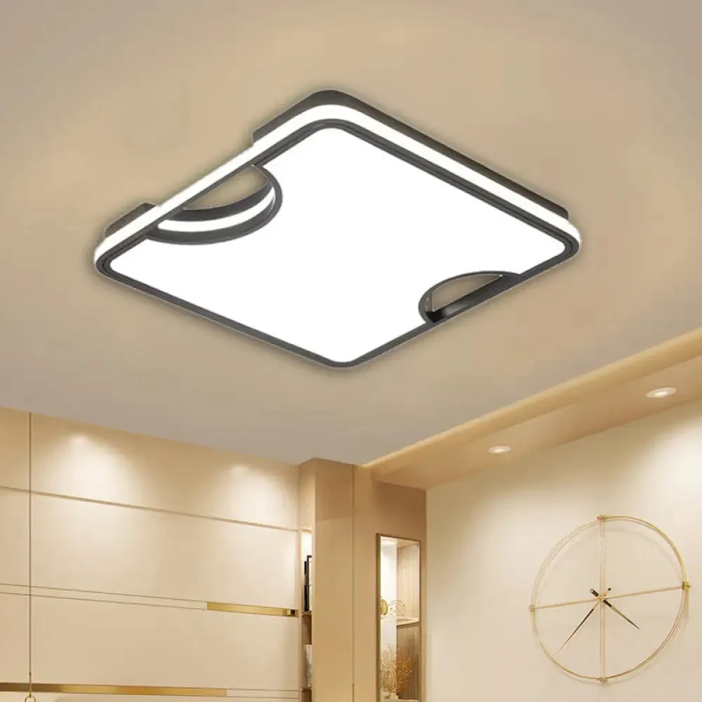 Modern Rectangular/Square Acrylic Flush Ceiling Light, LED Ceiling Lamp in Black/White, Warm/White (16"/19.5"/35.5" W)