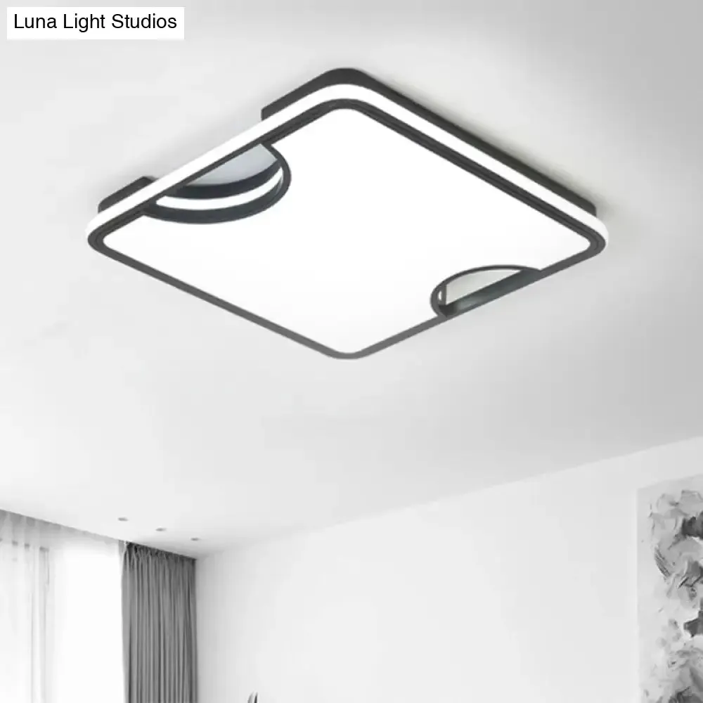 Modern Rectangular/Square Acrylic Flush Ceiling Light, LED Ceiling Lamp in Black/White, Warm/White (16"/19.5"/35.5" W)