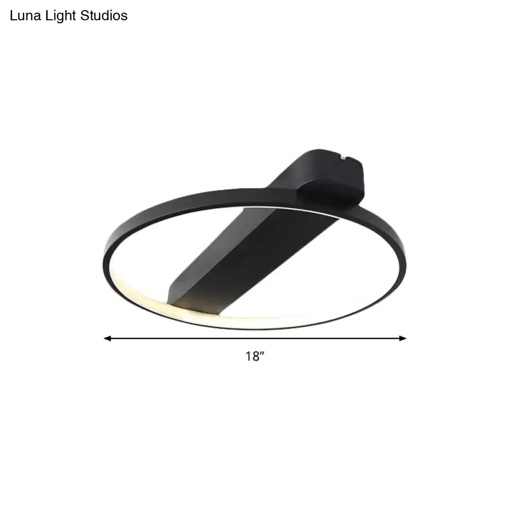 Modern Ring Acrylic Flush Light: 18"/25.5" Wide LED Ceiling Fixture for Living Room (Black/White)